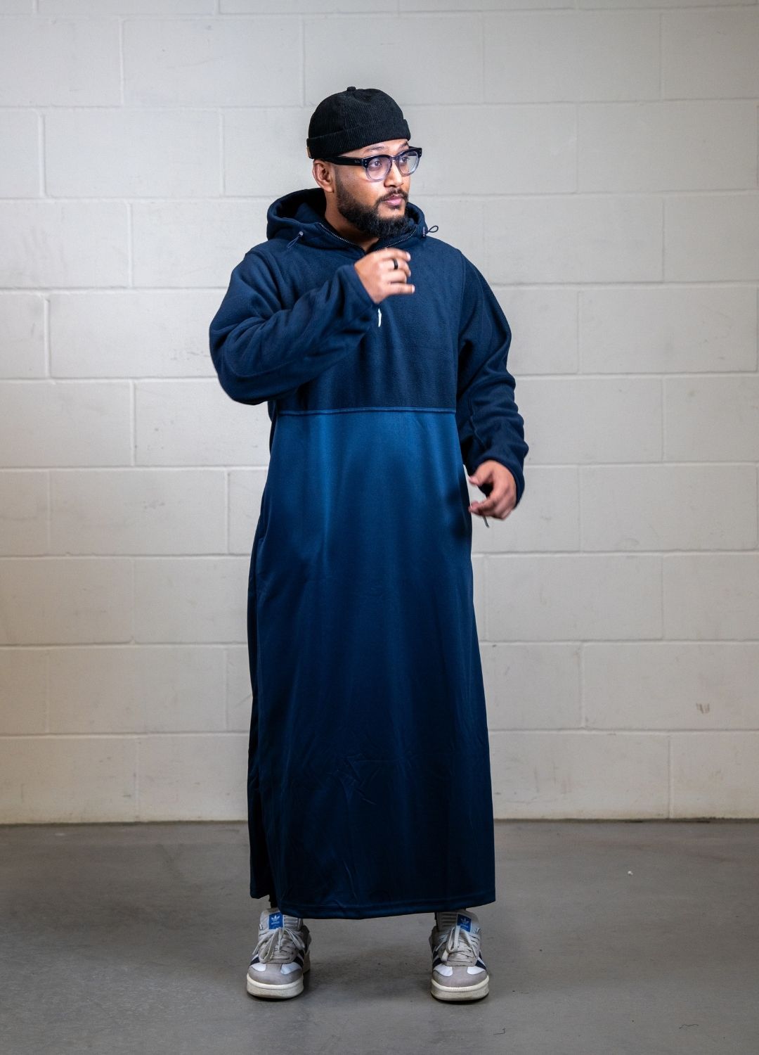Dual Fabric Hooded Fleece Thobe