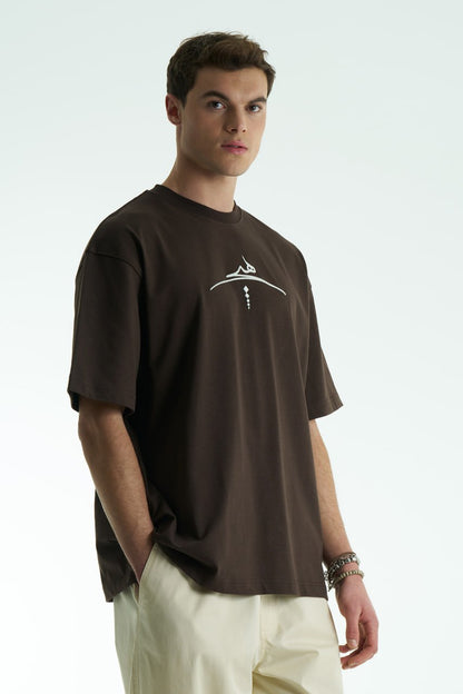 Hiç Arabic Embroidered Oversized T-Shirt