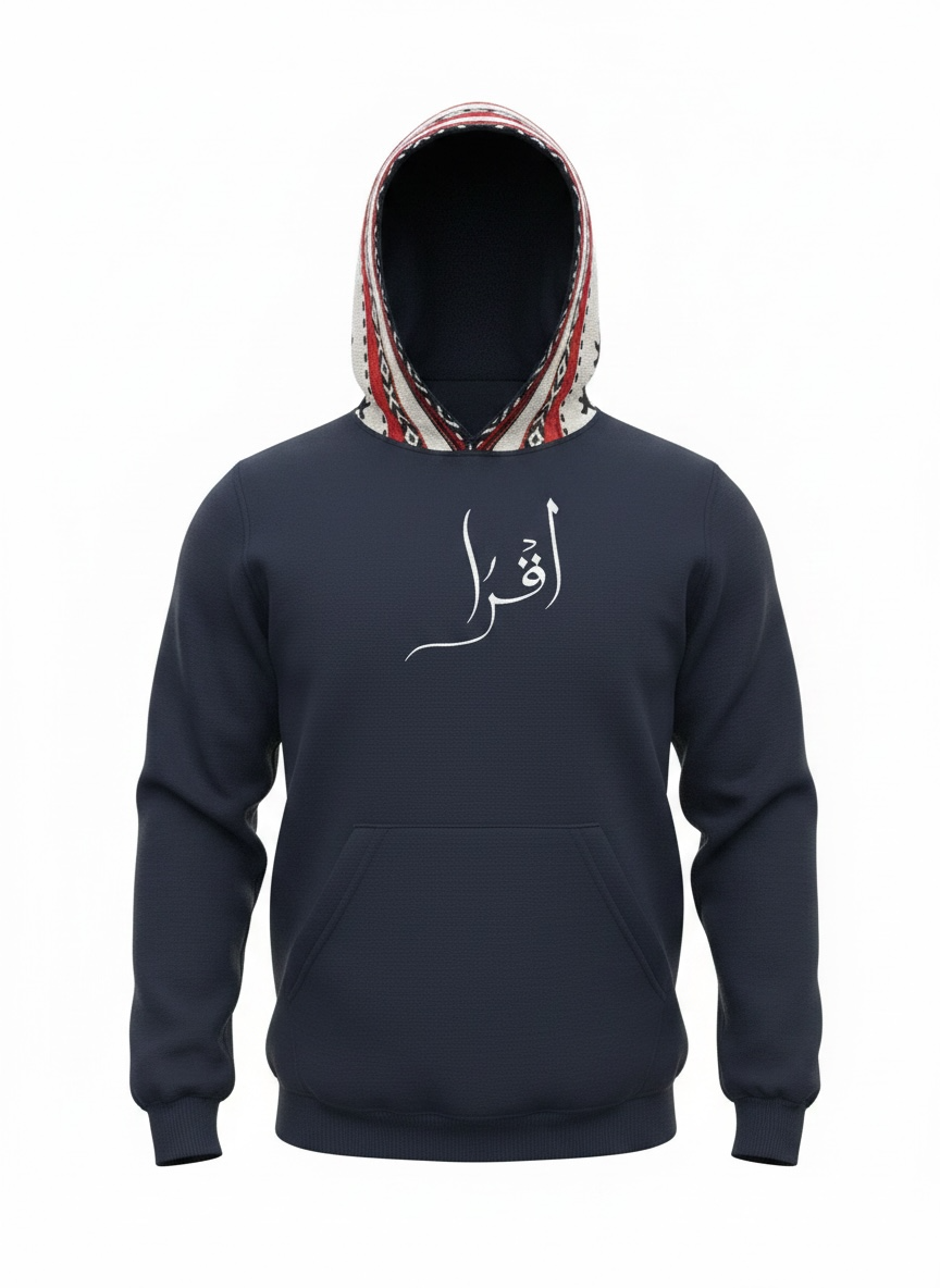 Iqra (اقرأ) Arabic Embroidered Hoodie | Sadu Edition Navy